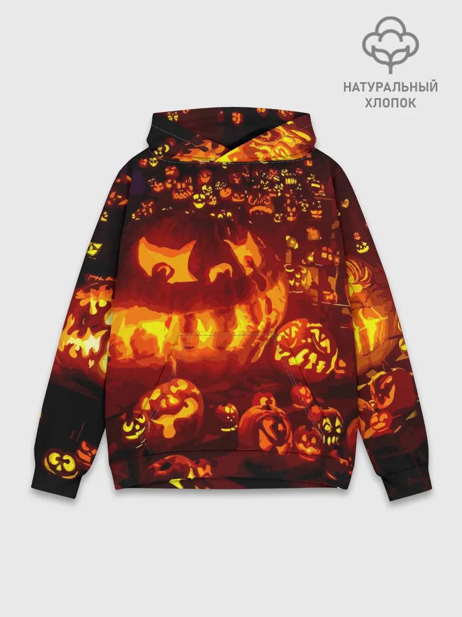 Худи мужской база хлопок / Тыквы на Хэллоуин