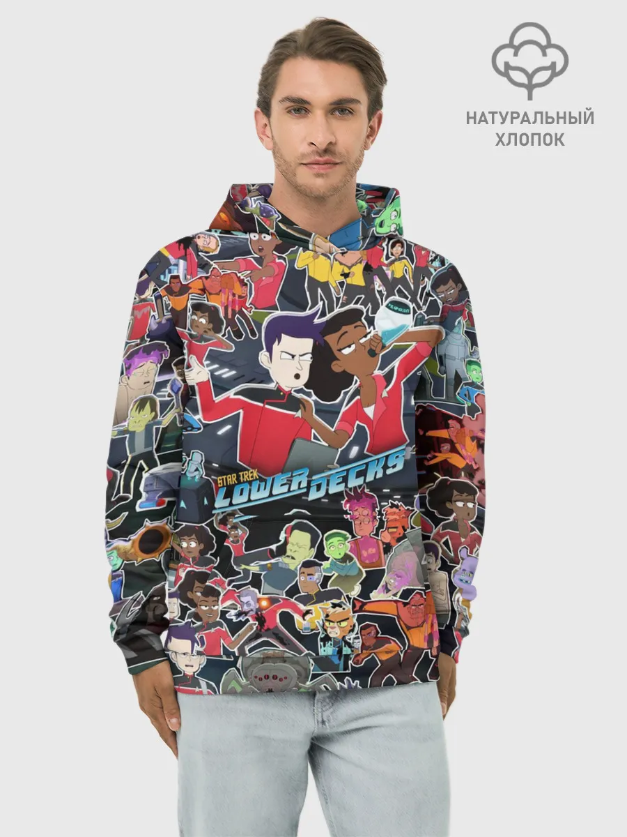Худи мужской база хлопок / Нижние палубы стикерпак