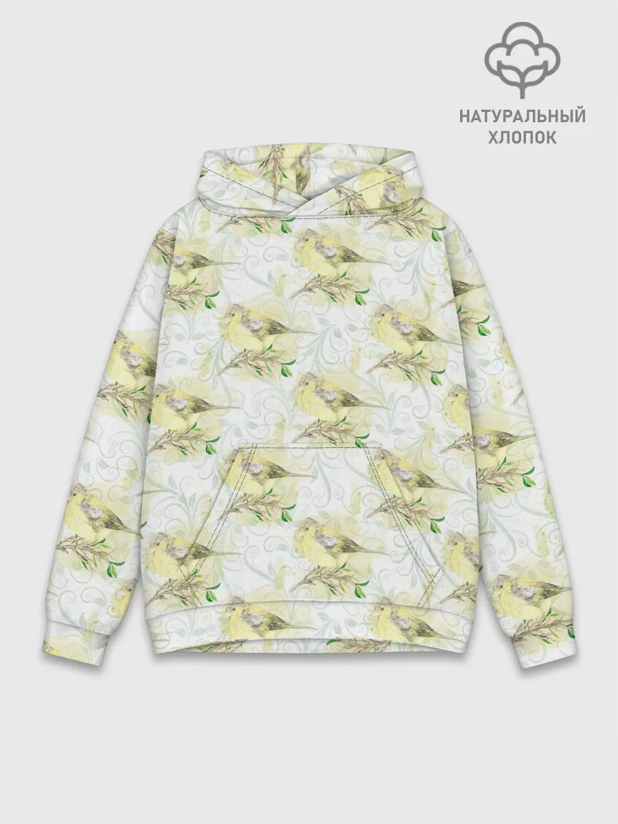 Худи мужской база хлопок / Маленькие птички
