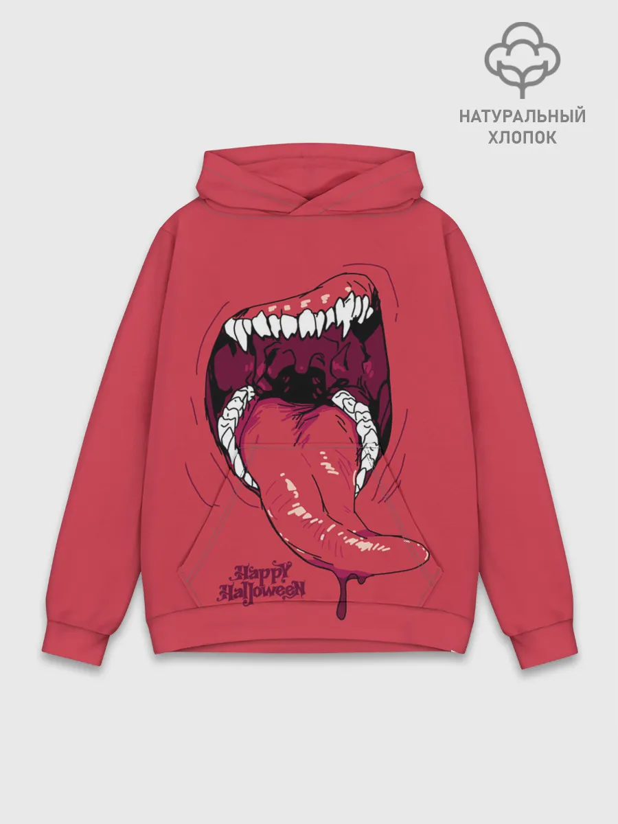 Худи мужской база хлопок / Пасть красного хищника