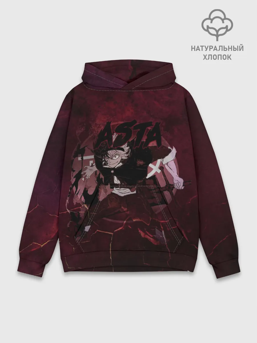 Худи мужской база хлопок / Аста Черный клевер Red style