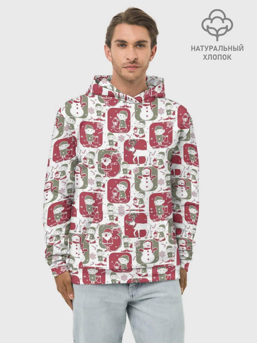 Худи мужской база хлопок / Санта везёт подарки