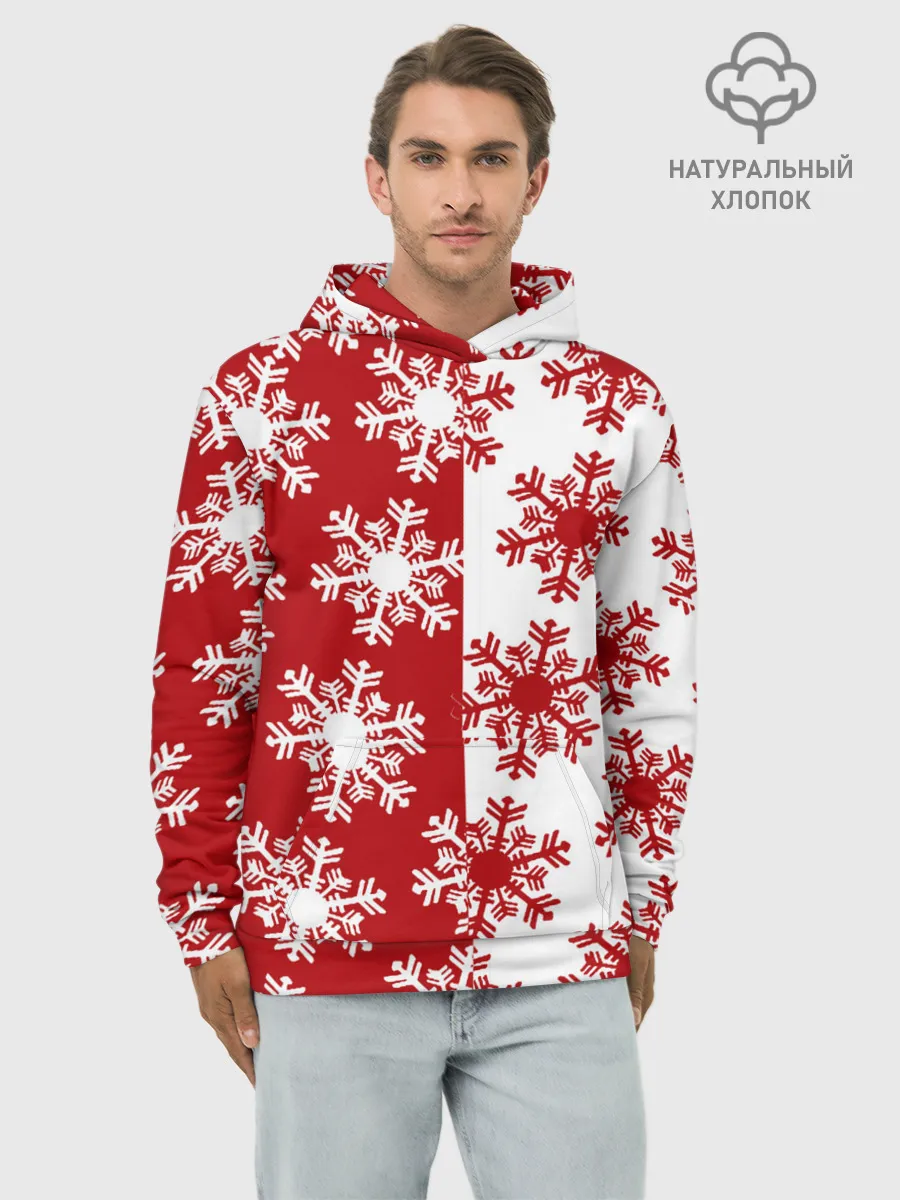 Худи мужской база хлопок / Новогодние Снежинки 2022