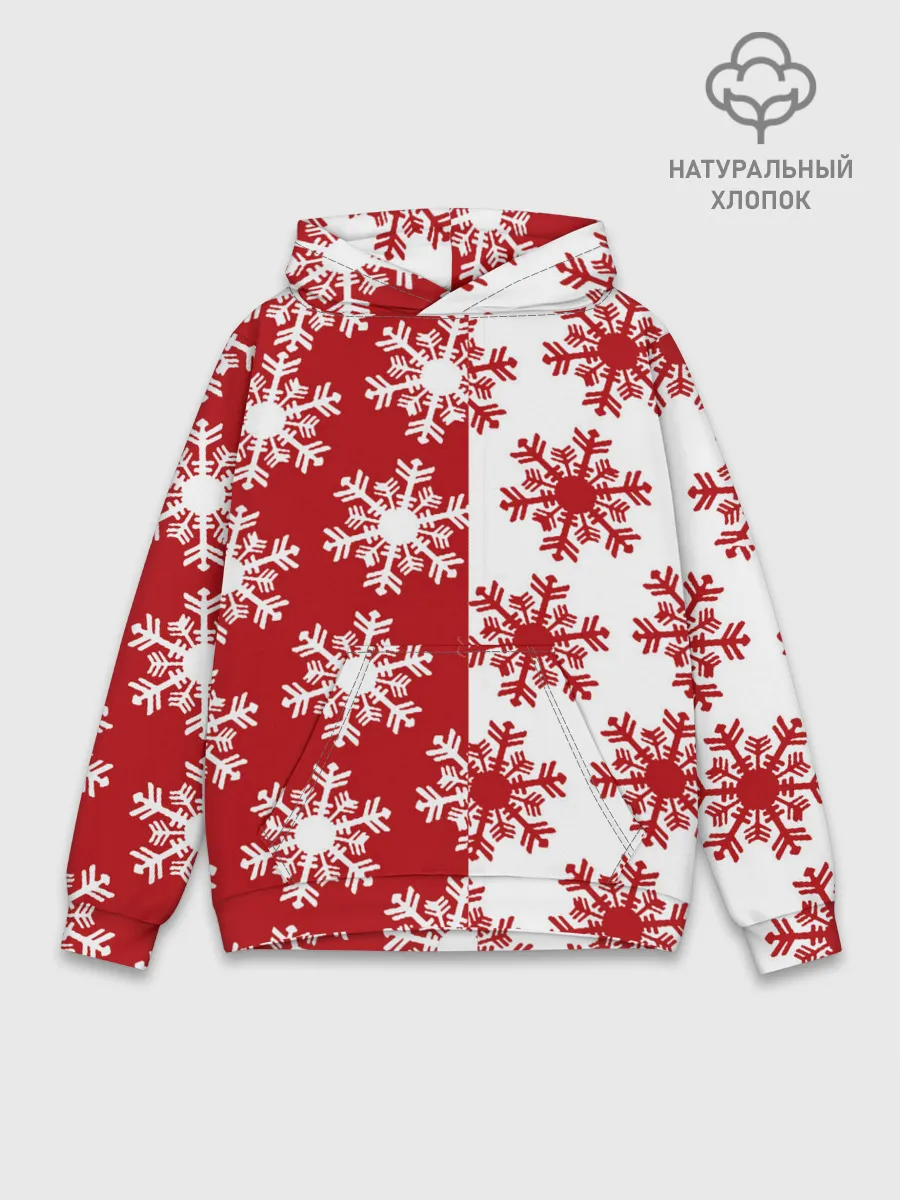 Худи мужской база хлопок / Новогодние Снежинки 2022