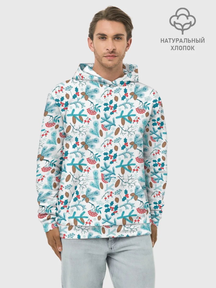 Худи мужской база хлопок / Морозная Зимняя Свежесть
