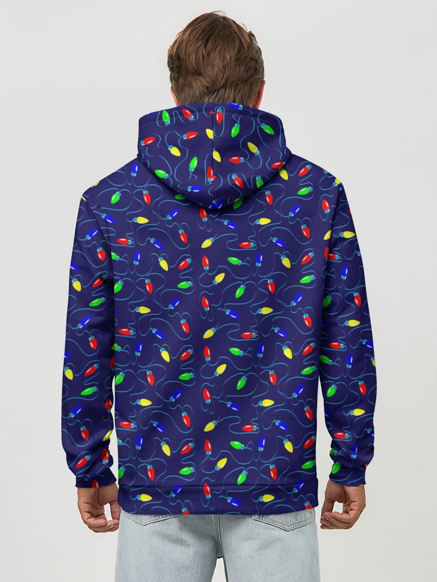 Худи мужской база хлопок / Разноцветные Лампочки