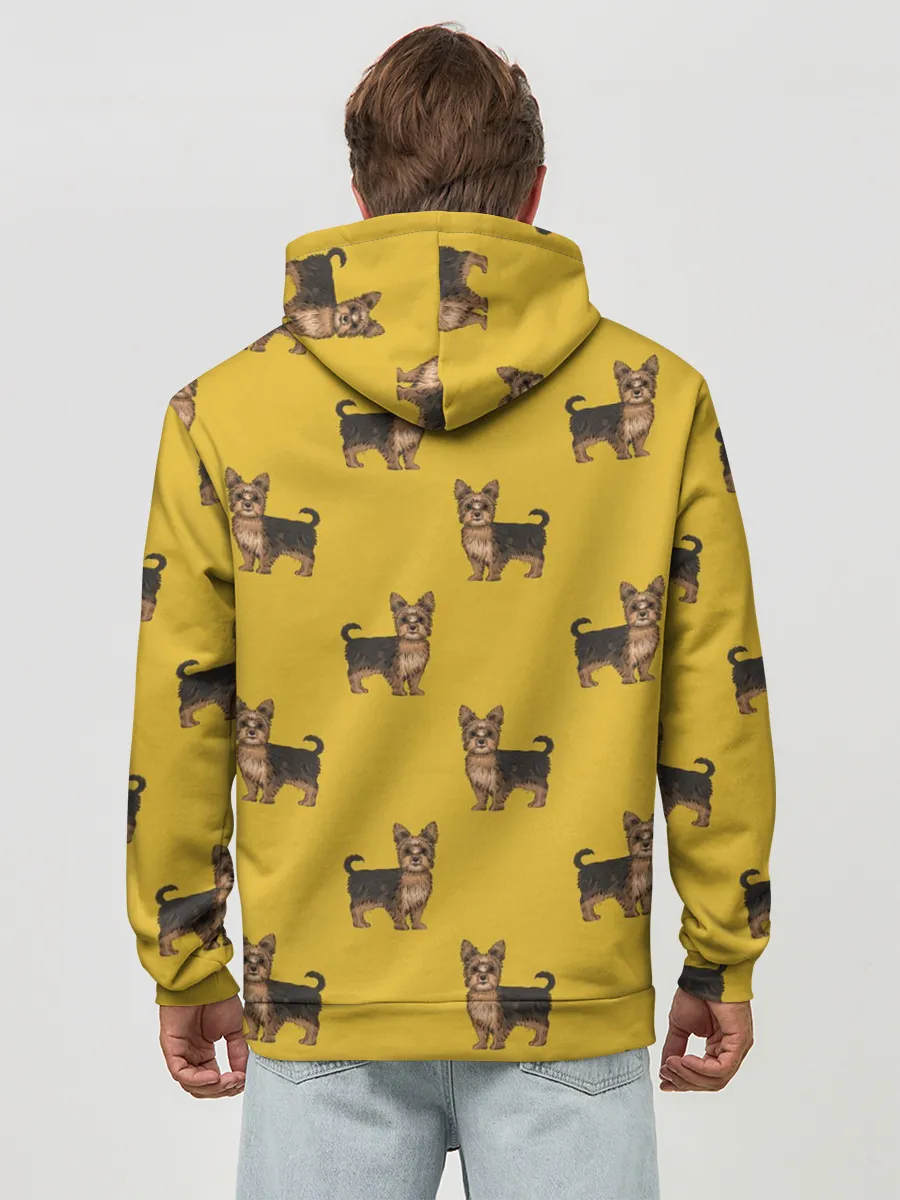 Худи мужской база хлопок / Йоркширский терьер паттерн