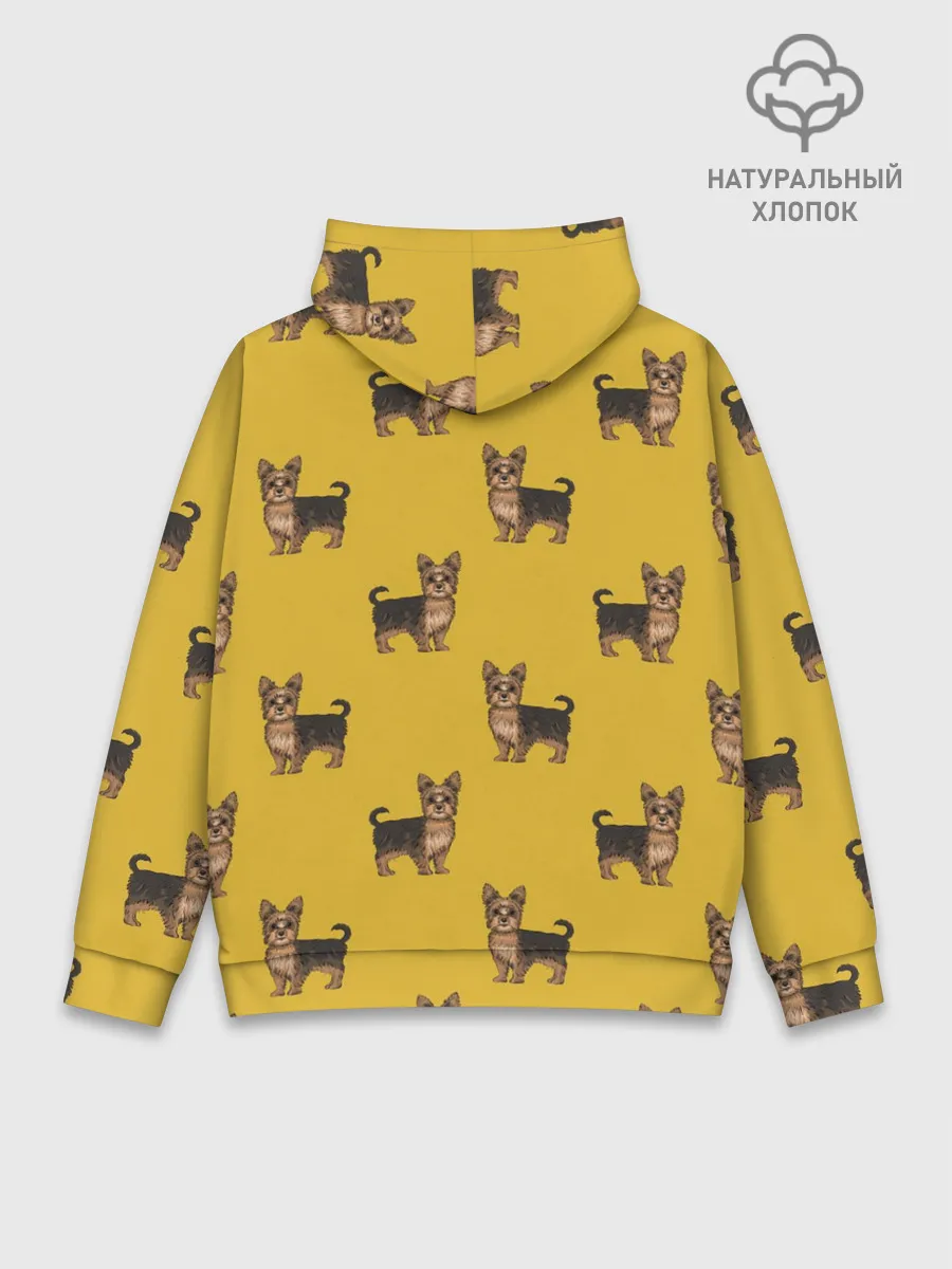 Худи мужской база хлопок / Йоркширский терьер паттерн