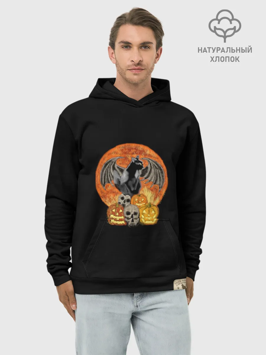 Худи мужской база хлопок / Хэллоуинская кошка