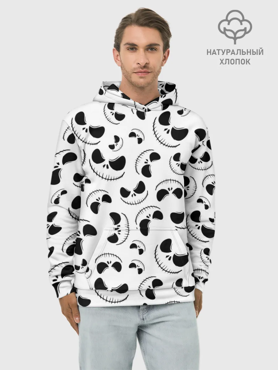 Худи мужской база хлопок / Джек Скеллингтон паттерн лицо