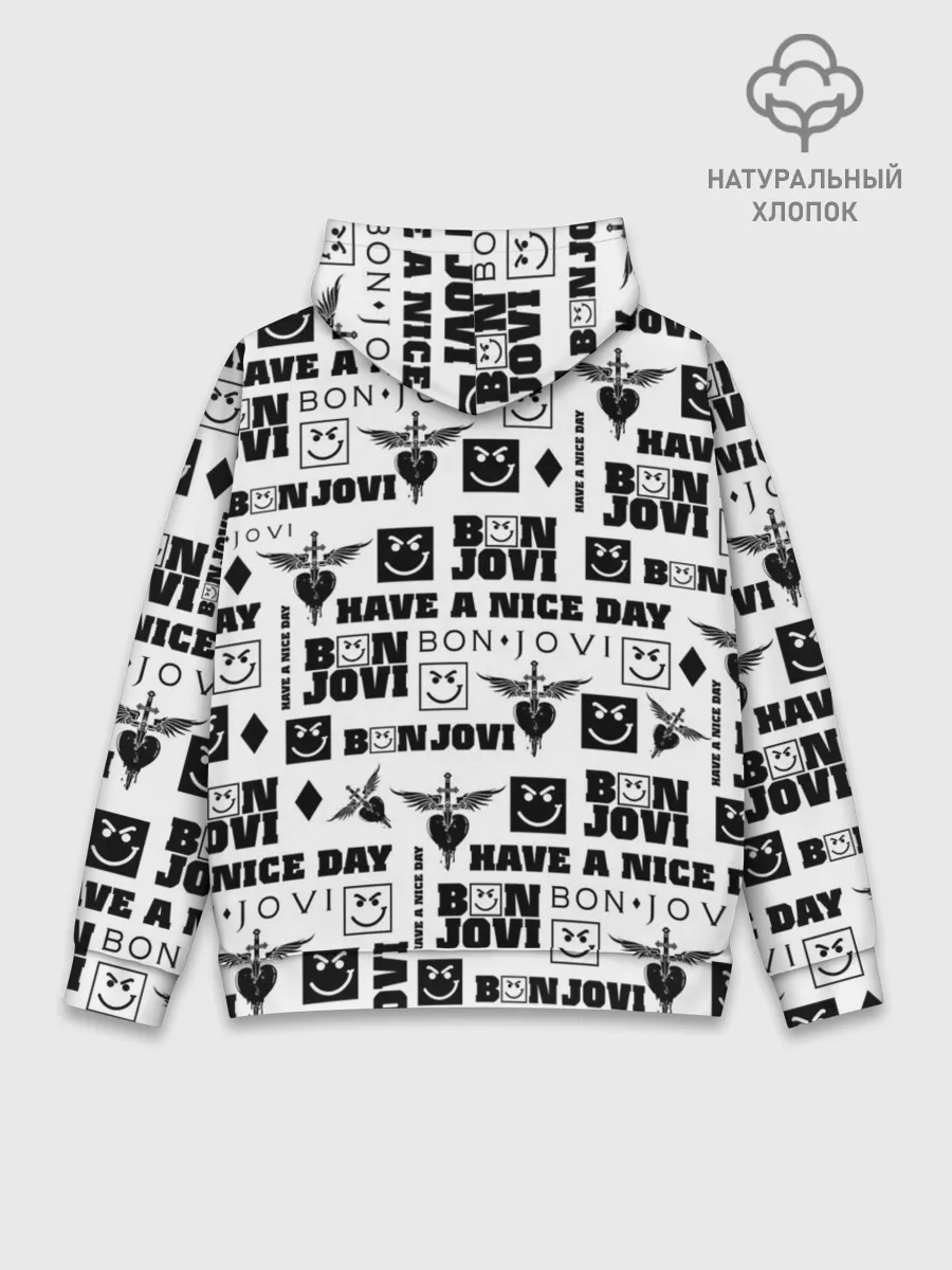 Худи мужской база хлопок / BON JOVI ЛОГОБОМБИНГ | БОН ДЖОВИ ПАТТЕРН