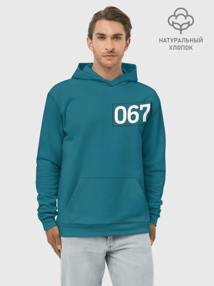 Худи мужской база хлопок / Игра в кальмара | Номер на спине