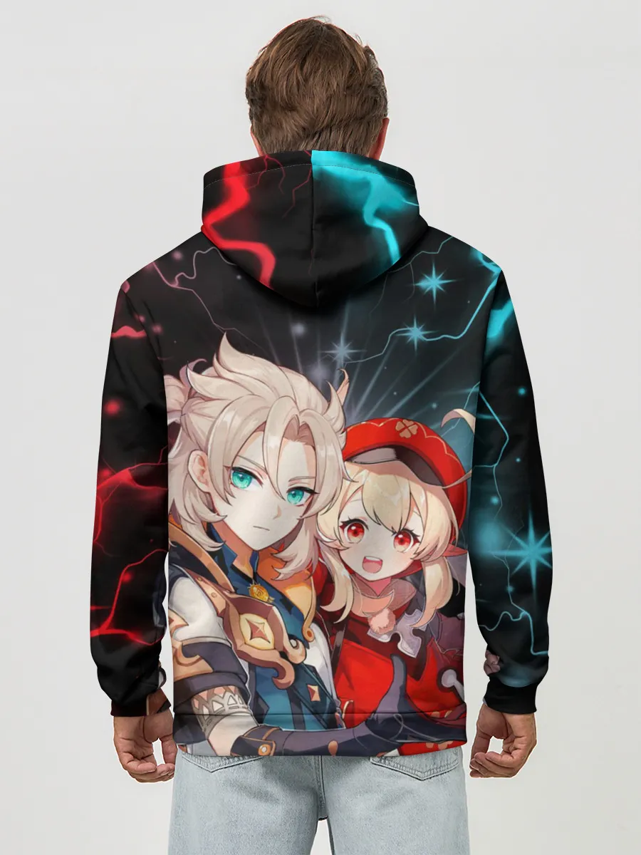 Худи мужской база хлопок / Альбедо и Кли, Genshin Impact