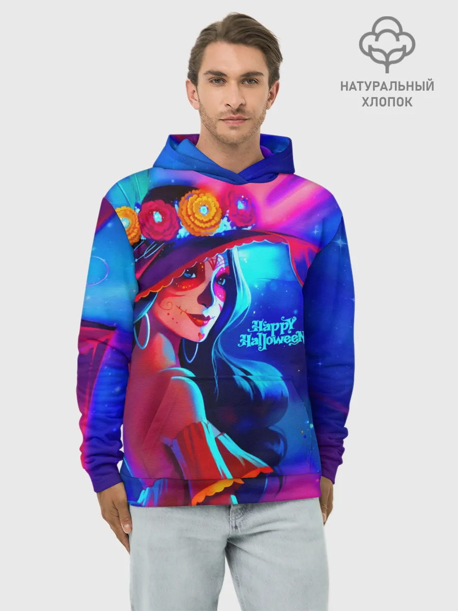 Худи мужской база хлопок / Неоновая ведьма