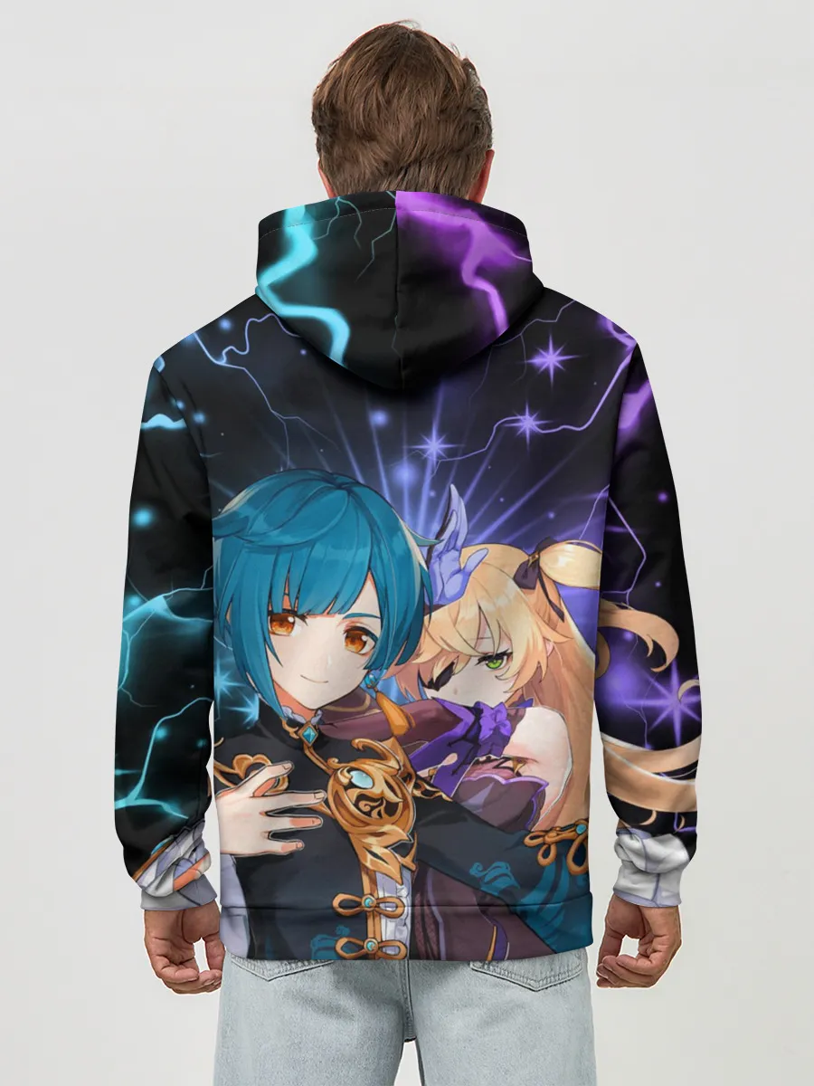 Худи мужской база хлопок / Фишль и Син Цю, Genshin Impact