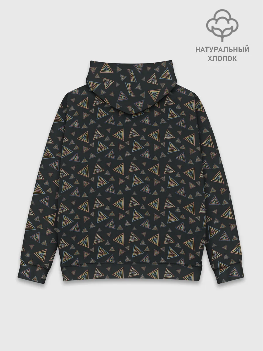 Худи мужской база хлопок / Абстракция из разноцветных треугольников