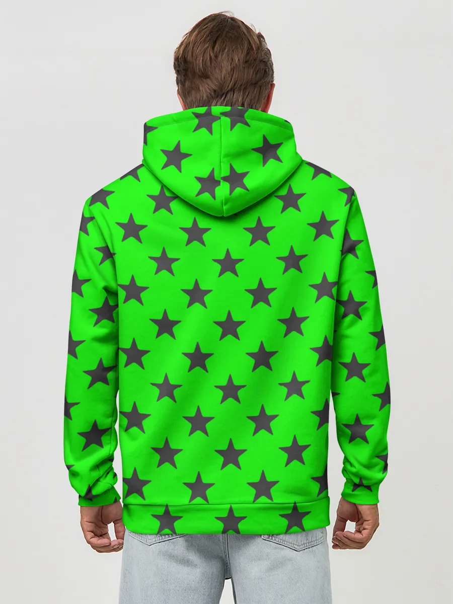 Худи мужской база хлопок / звездный фон зеленый