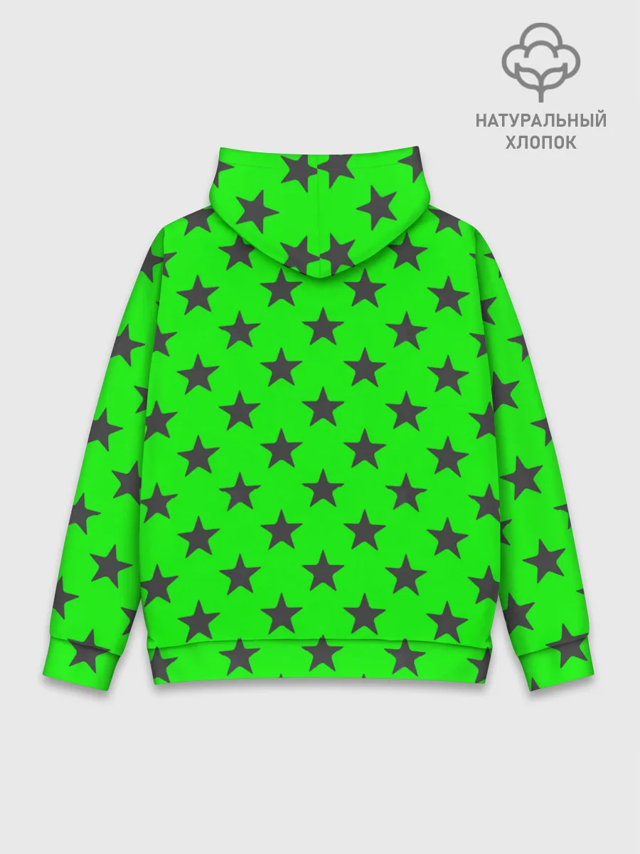 Худи мужской база хлопок / звездный фон зеленый