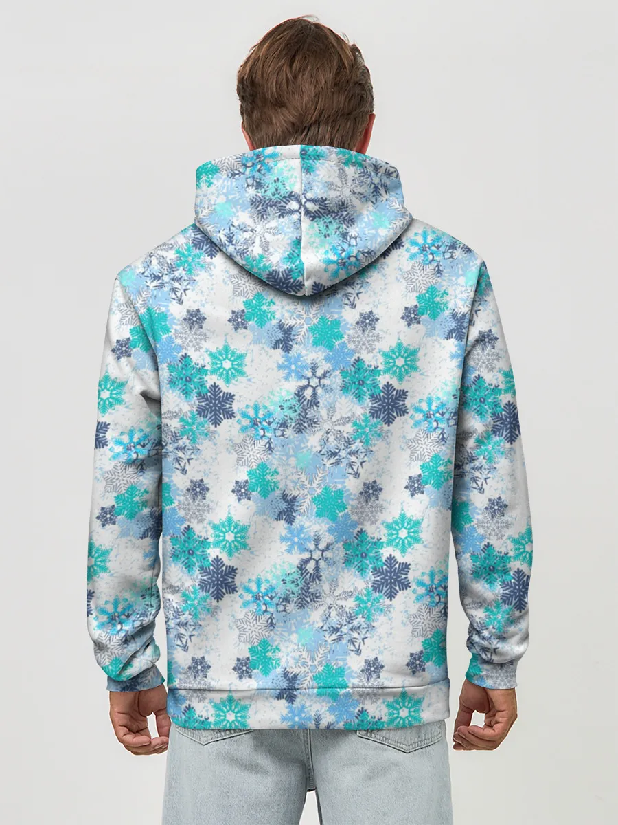Худи мужской база хлопок / Зимние Снежные Узоры