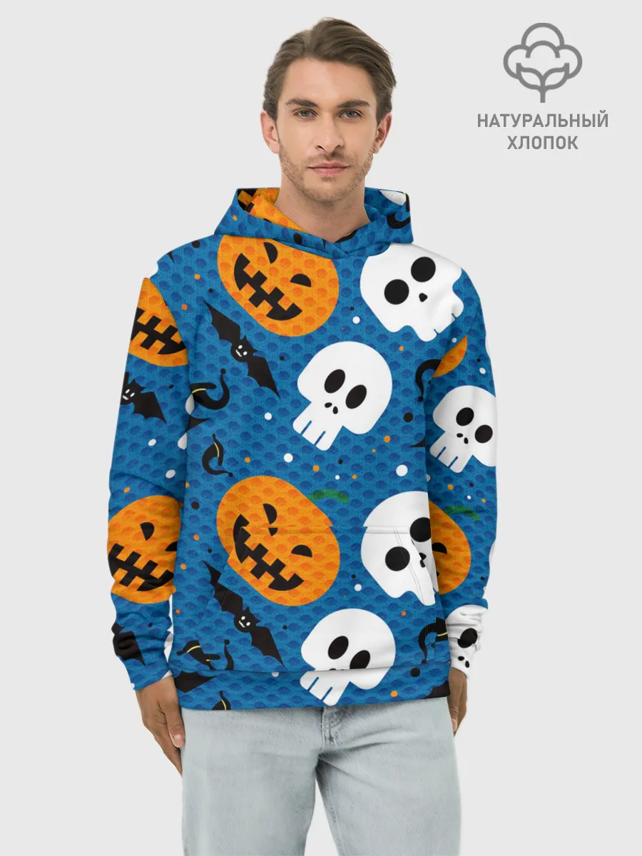 Худи мужской база хлопок / ЧЕРЕПА И ТЫКВЫ | HALLOWEEN