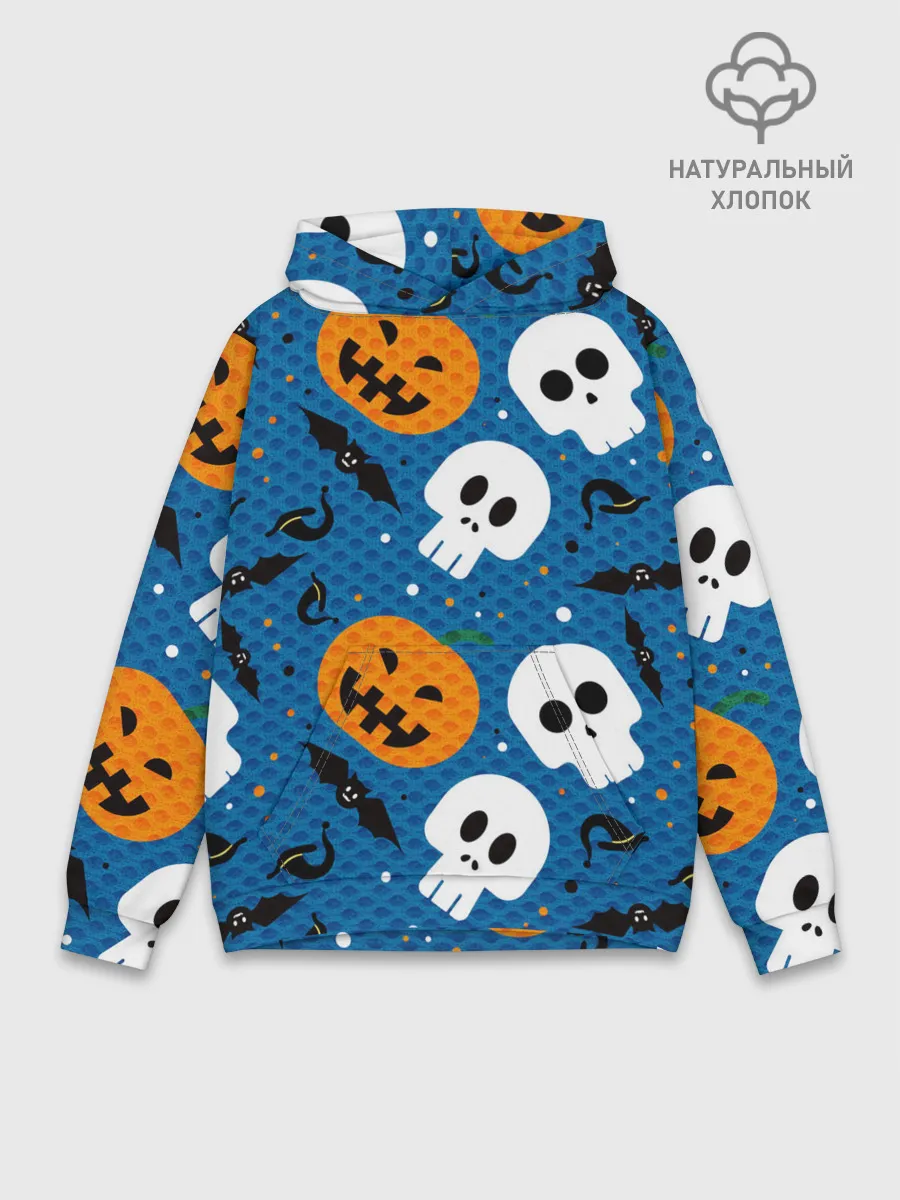 Худи мужской база хлопок / ЧЕРЕПА И ТЫКВЫ | HALLOWEEN