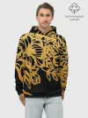 Худи мужской база хлопок / Золотые цветы на белом
