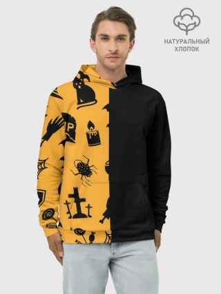Худи мужской база хлопок / ЧЕРНО-ОРАНЖЕВЫЙ ХЭЛЛОУИН