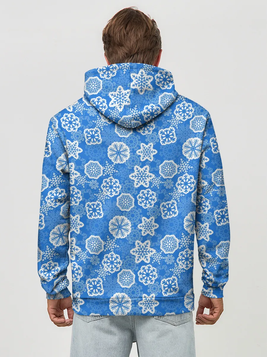 Худи мужской база хлопок / Снежные Новогодние Узоры