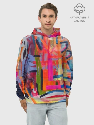 Худи мужской база хлопок / Абстракция из полос