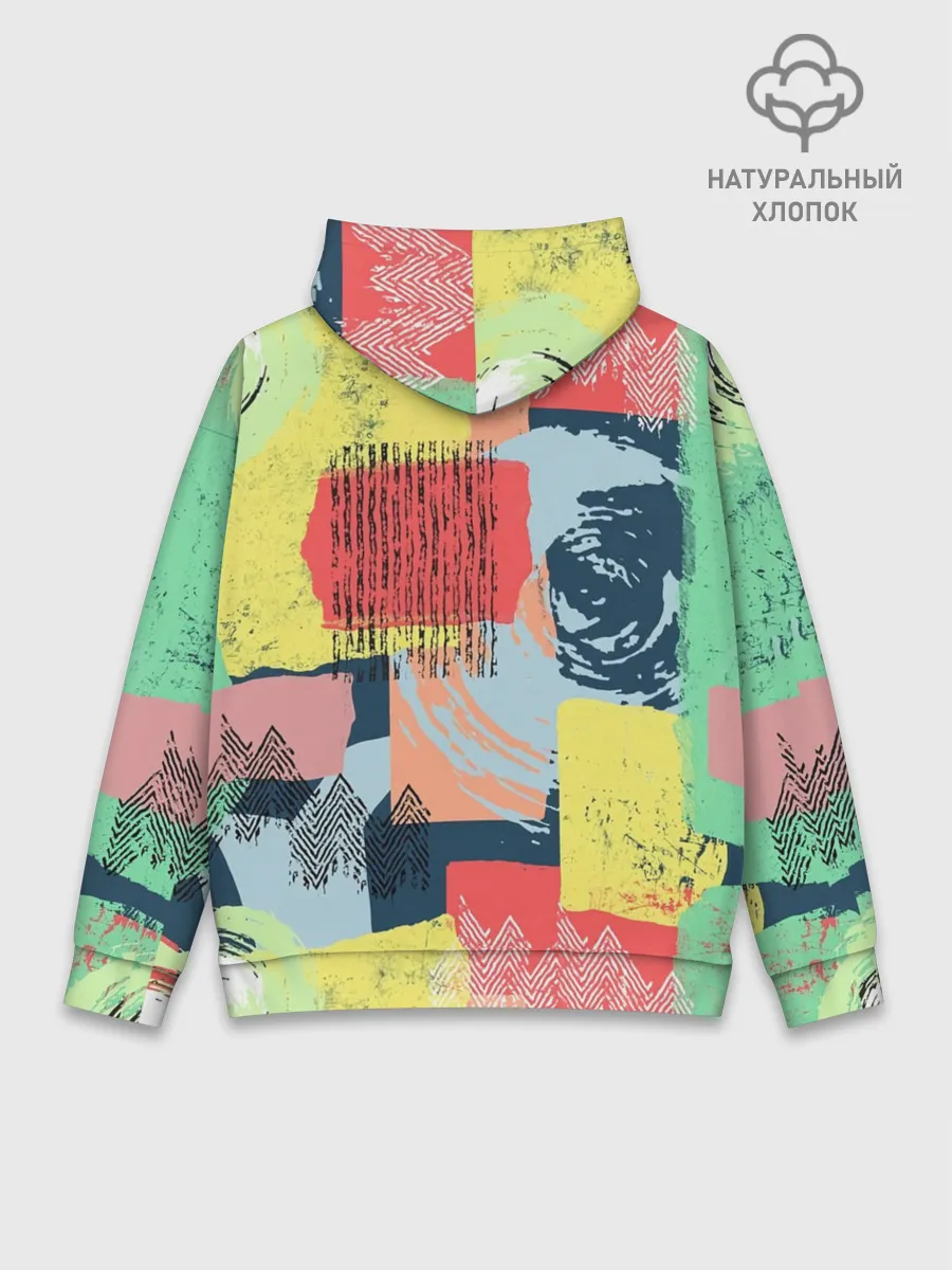 Худи мужской база хлопок / Желто-зеленый тай-дай