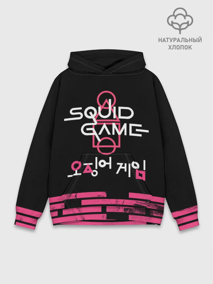 Худи мужской база хлопок / SQUID GAME [ALL LOGO]