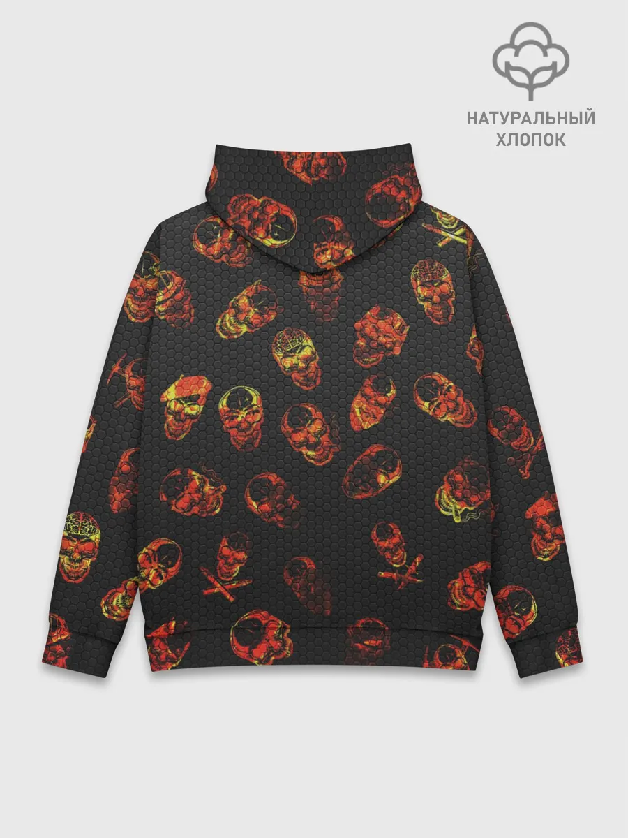 Худи мужской база хлопок / Огненные черепа | Carbon