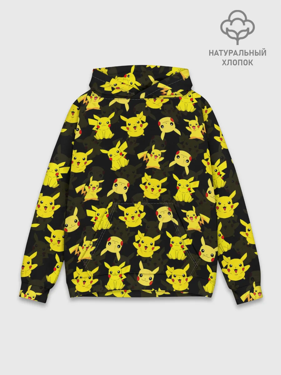 Худи мужской база хлопок / ПИКАЧУ ПАТТЕРН / PIKA PIKACHU /