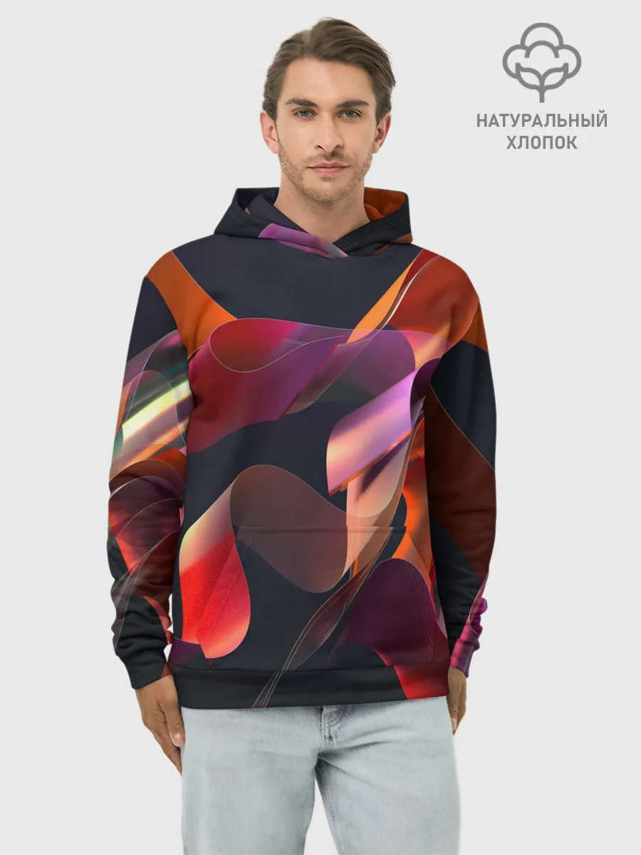 Худи мужской база хлопок / Абстрактные ленты