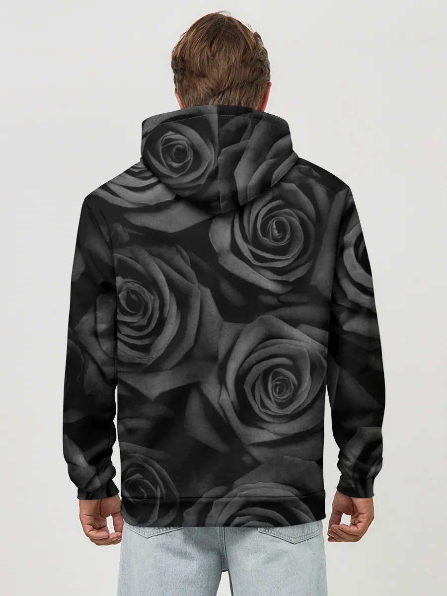 Худи мужской база хлопок / Черные розы