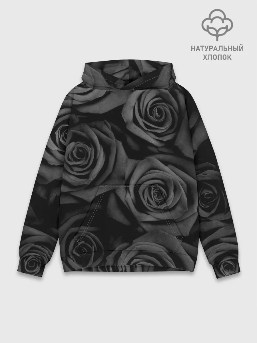 Худи мужской база хлопок / Черные розы