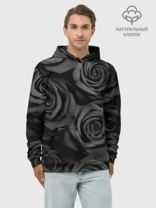 Худи мужской база хлопок / Черные розы