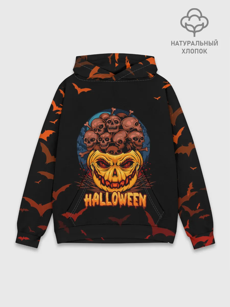 Худи мужской база хлопок / ТЫКВА С ЧЕРЕПАМИ