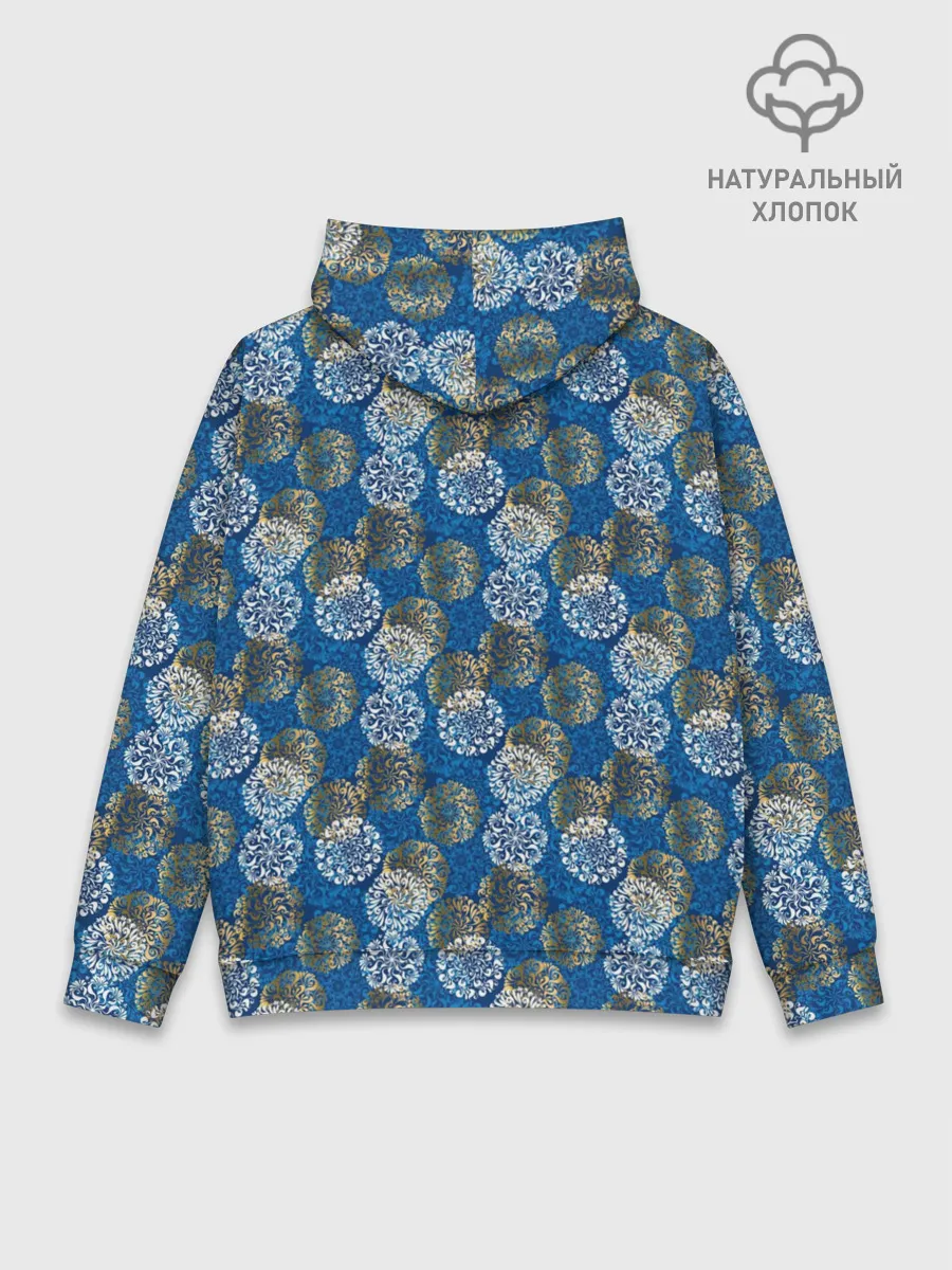 Худи мужской база хлопок / Разноцветные Новогодние Узоры