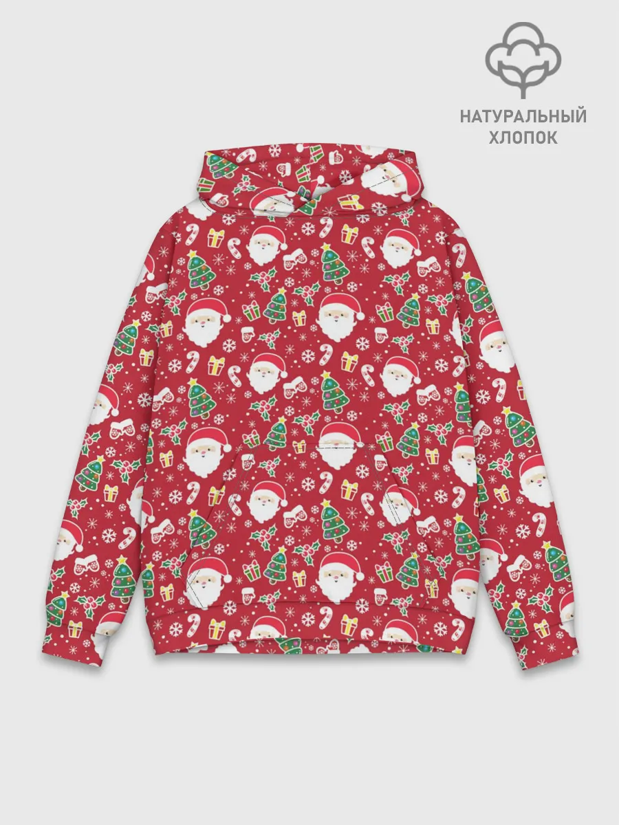 Худи мужской база хлопок / Дед Мороз