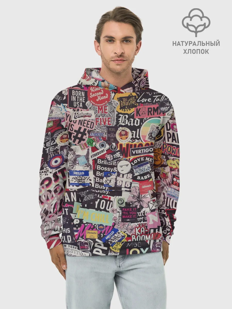 Худи мужской база хлопок / Набор Стикеров