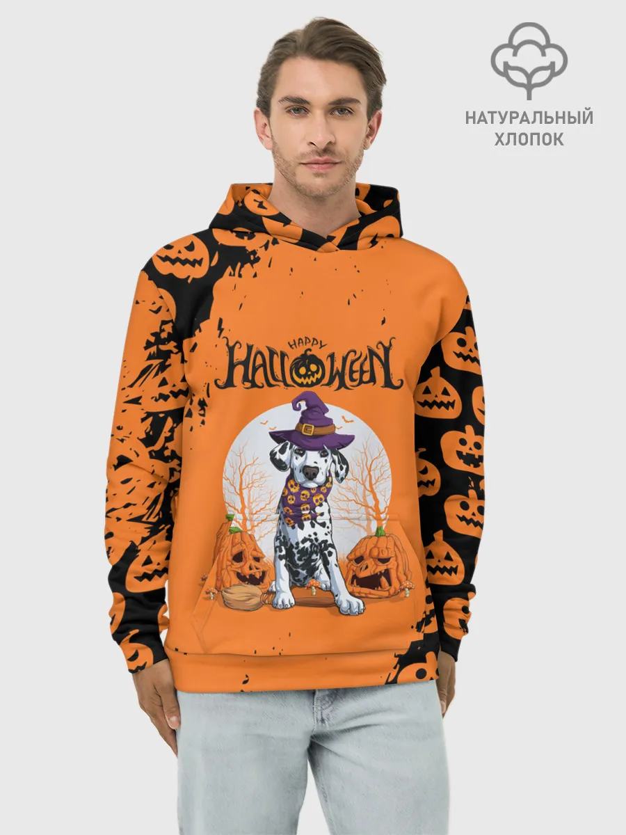 Худи мужской база хлопок / Далматинец в шляпе | Хэллоуин