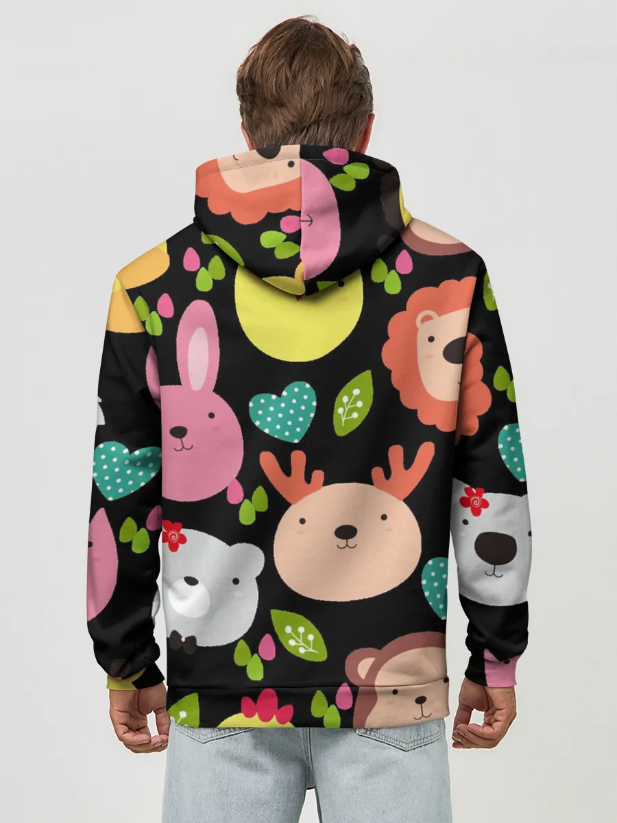 Худи мужской база хлопок / Головы милых животных