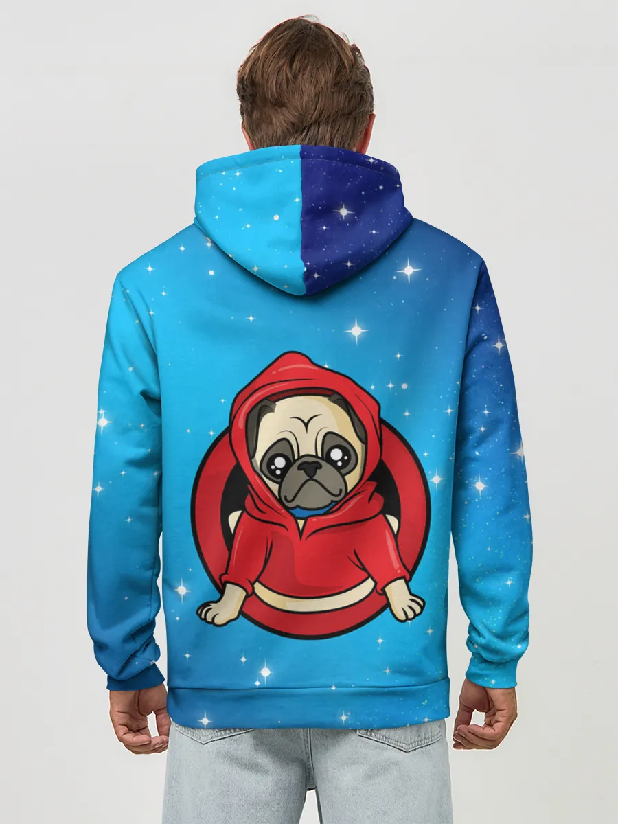 Худи мужской база хлопок / Мопс в толстовке