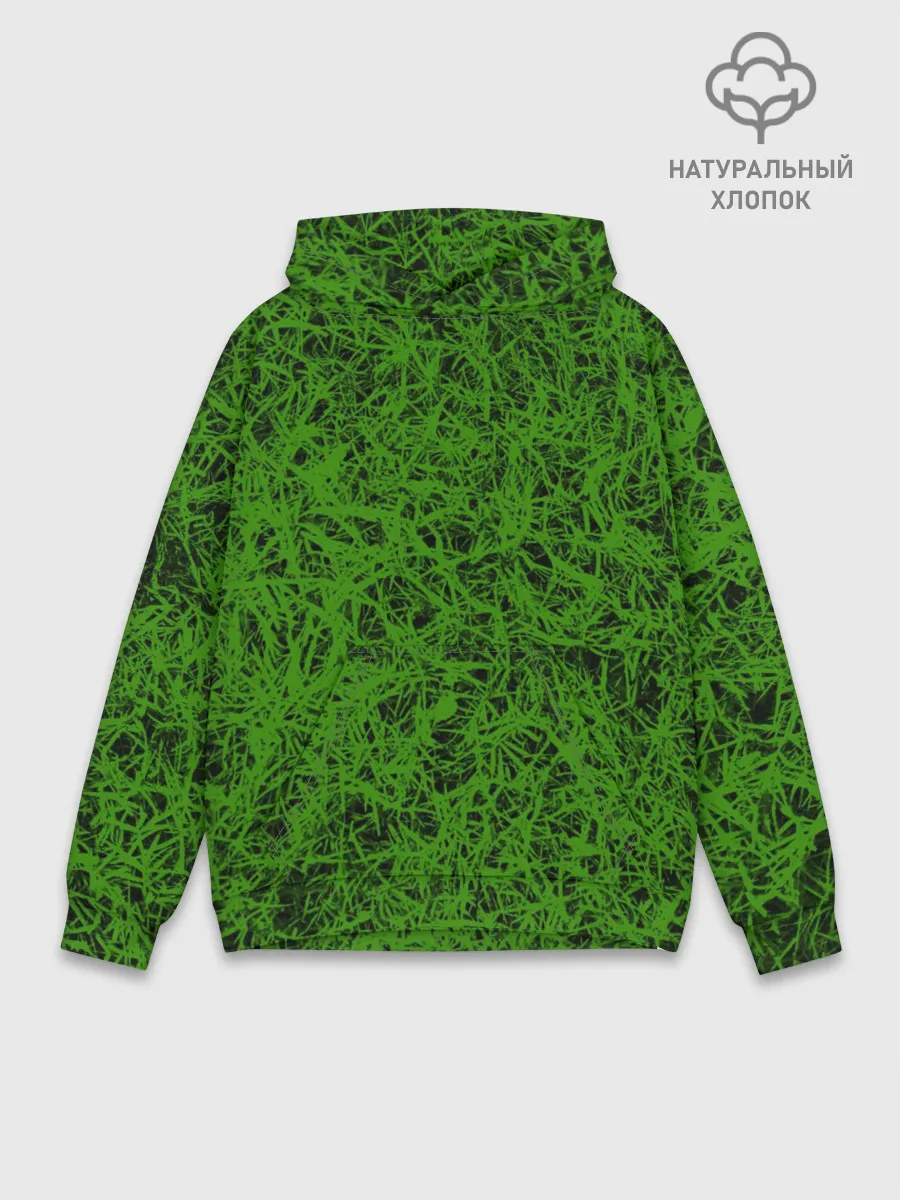 Худи мужской база хлопок / зелёный паттерн