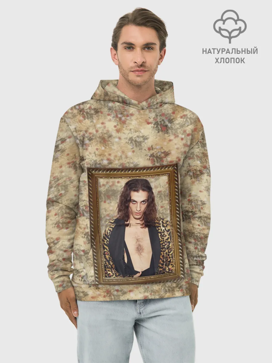 Худи мужской база хлопок / Домиано Давид. Портрет на стене