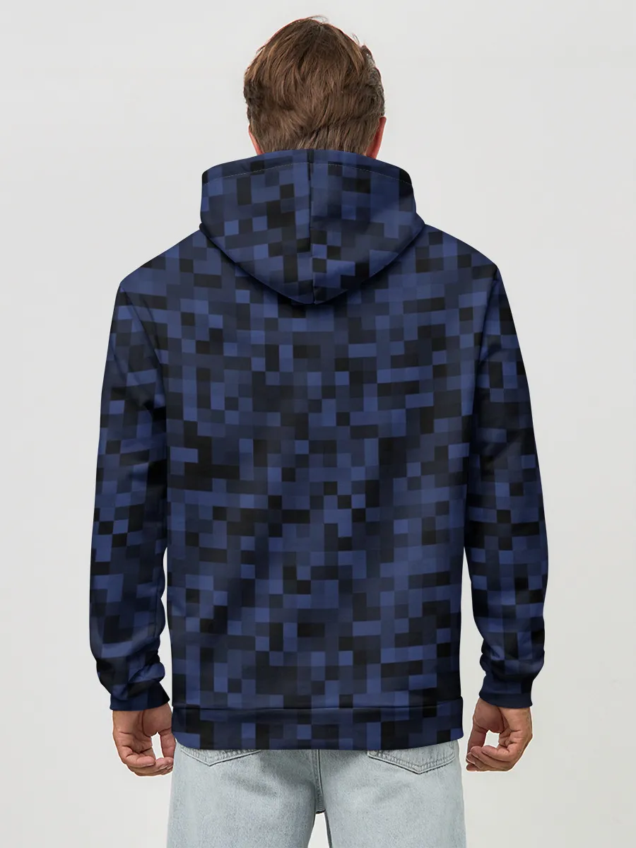 Худи мужской база хлопок / Темная пиксельная абстракция