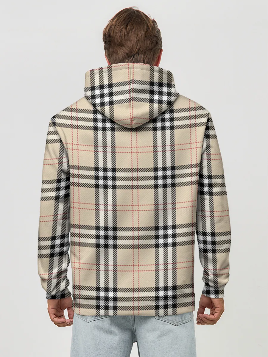 Худи мужской база хлопок / клетчатый принт в стиле Burberry