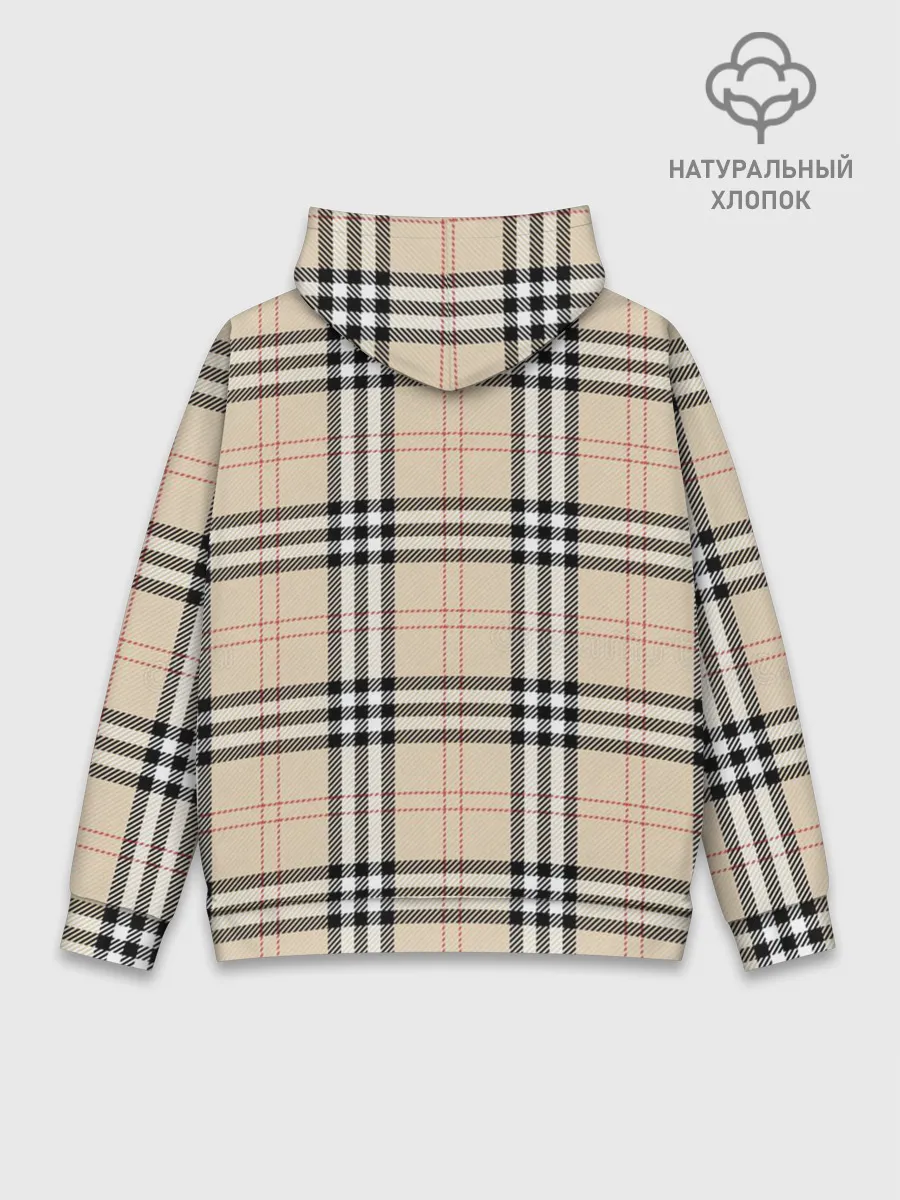 Худи мужской база хлопок / клетчатый принт в стиле Burberry