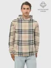 Худи мужской база хлопок / клетчатый принт в стиле Burberry